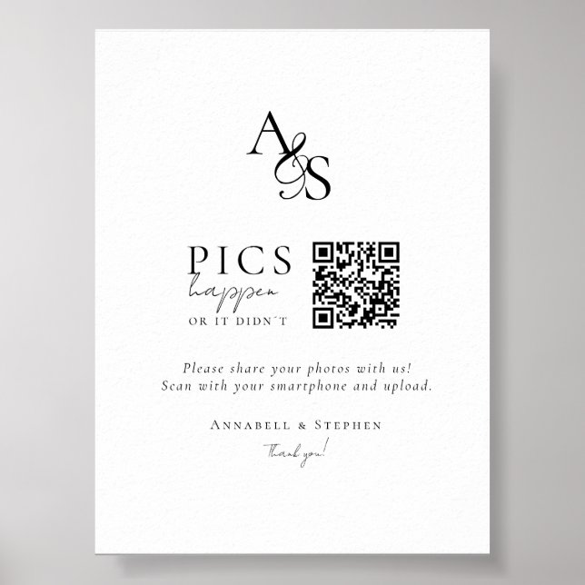 Pics happen! Photo, QR-Code, Wedding Poster (Front)