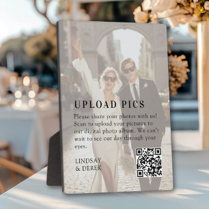 PICS HAPPEN!QR Code Bold Wedding Photo Gallery Plaque