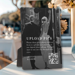 PICS HAPPEN!QR Code Bold Wedding Photo Gallery Plaque