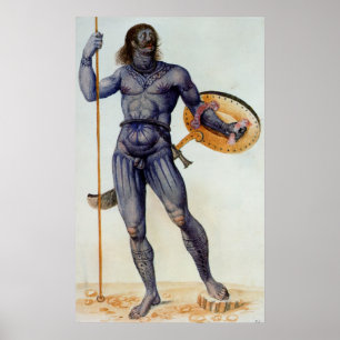 Pictish Man Holding a Shield Poster