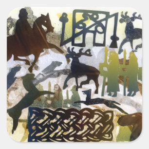 Pictish symbols and Lacing Square Sticker