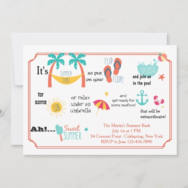 Pictogram Summertime Bash Invitation (Front)