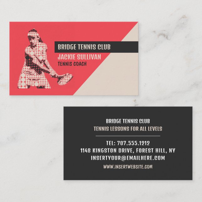 Pictogram Tennis Player, Tennis Player/Coach Business Card (Front/Back)