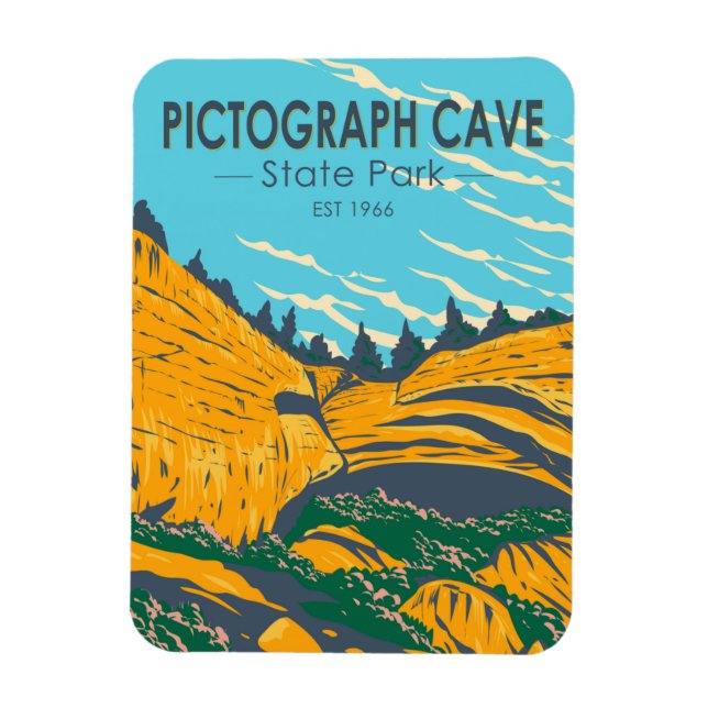 Pictograph Cave State Park Montana Vintage  Magnet (Vertical)