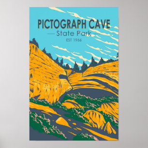 Pictograph Cave State Park Montana Vintage Poster