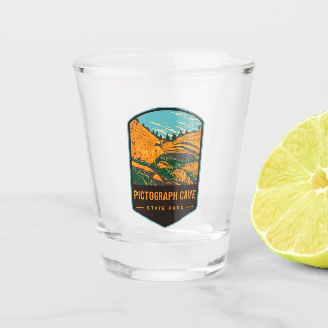 Pictograph Cave State Park Shot Glass (Front)