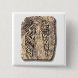 Pictograph men-stone 15 cm square badge