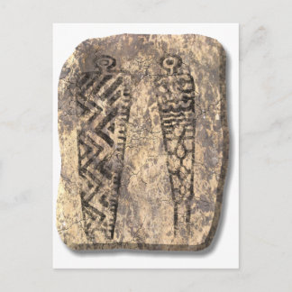 Pictograph men-stone postcard