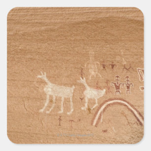 Pictographs on sandstone canyon walls in Canyon Square Sticker