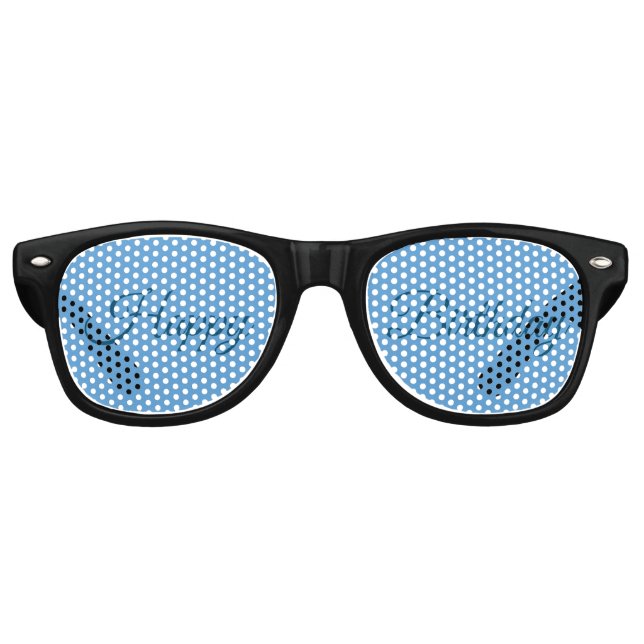 Picton Blue Happy Birthday Retro Sunglasses (Front)