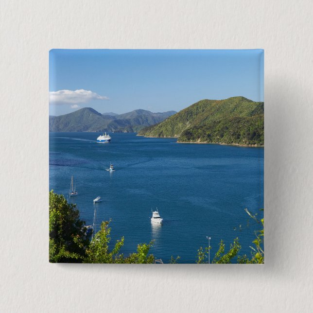 Picton Harbour, Marlborough Sounds, South 15 Cm Square Badge (Front)