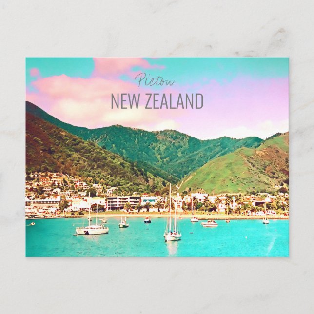 Picton Harbour New Zealand travel Postcard (Front)