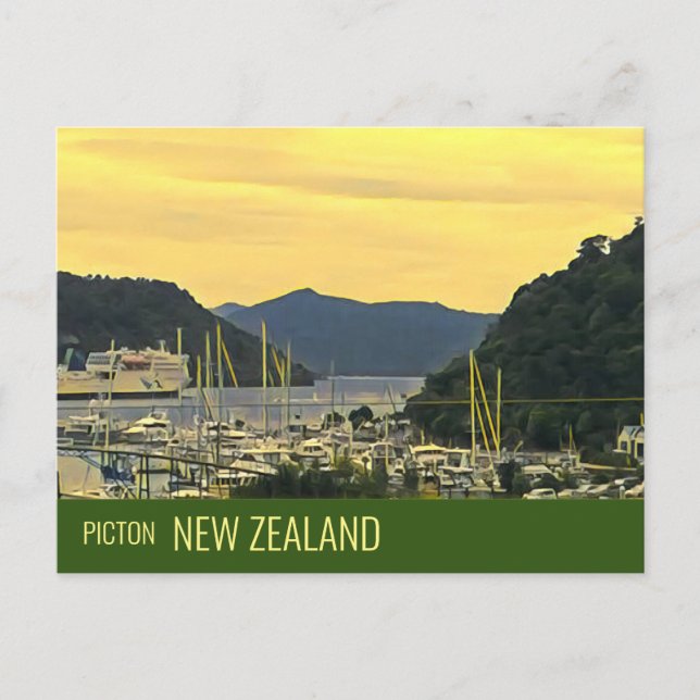 Picton New Zealand Marlborough Sounds travel Postcard (Front)