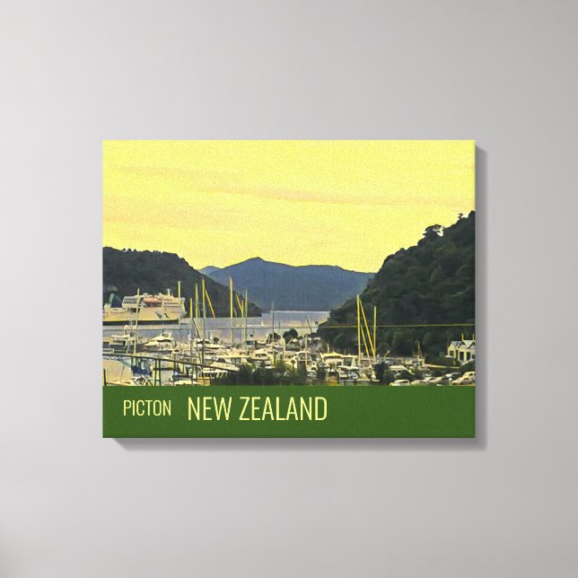 Picton New Zealand Marlborough Sounds travel print (Front)