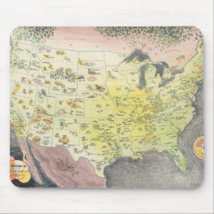 Pictorial Map of America - Cartoon Sketches Mouse Mat