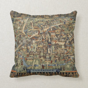 Pictorial Map of Cambridge, England Cushion