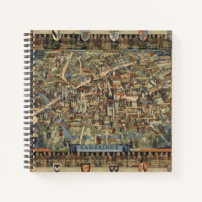 Pictorial Map of Cambridge, England Notebook (Front)