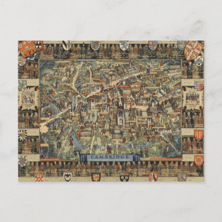 Pictorial Map of Cambridge, England Postcard