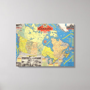 Pictorial Map of Canada - Landmarks Canvas Print