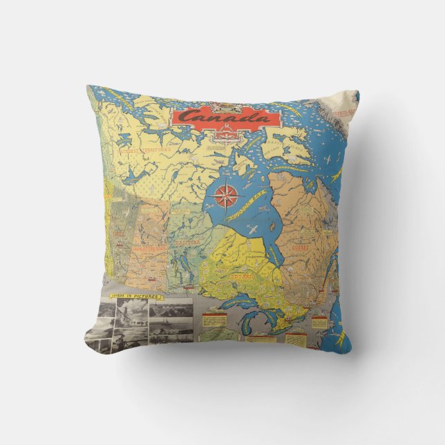 Pictorial Map of Canada - Landmarks Cushion (Front)