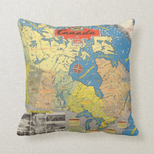 Pictorial Map of Canada - Landmarks Cushion