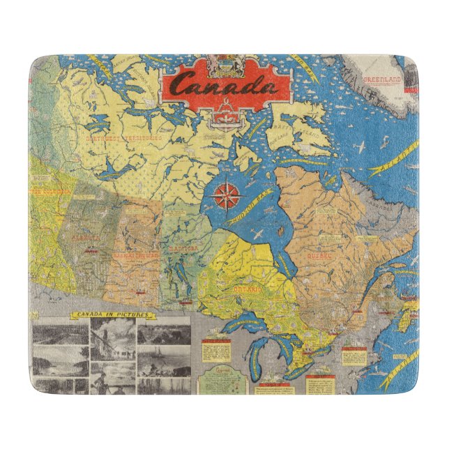 Pictorial Map of Canada - Landmarks Cutting Board (Front)