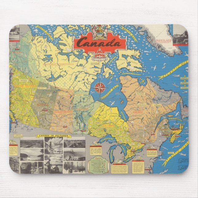 Pictorial Map of Canada - Landmarks Mouse Mat (Front)