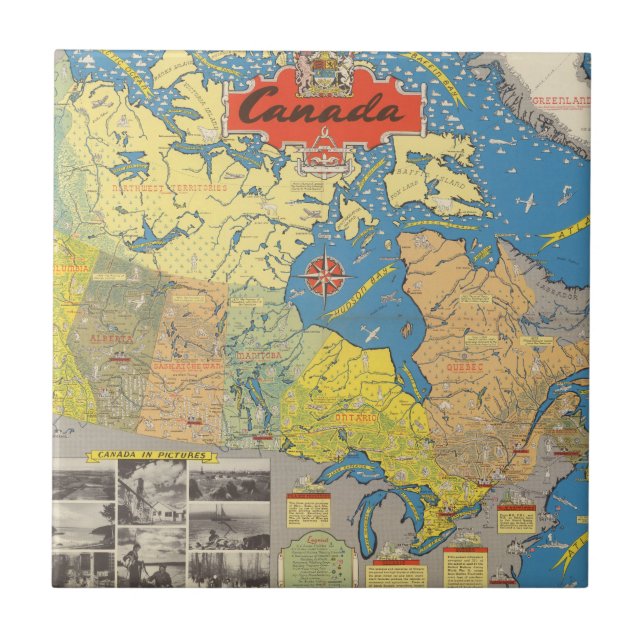 Pictorial Map of Canada - Landmarks Tile (Front)