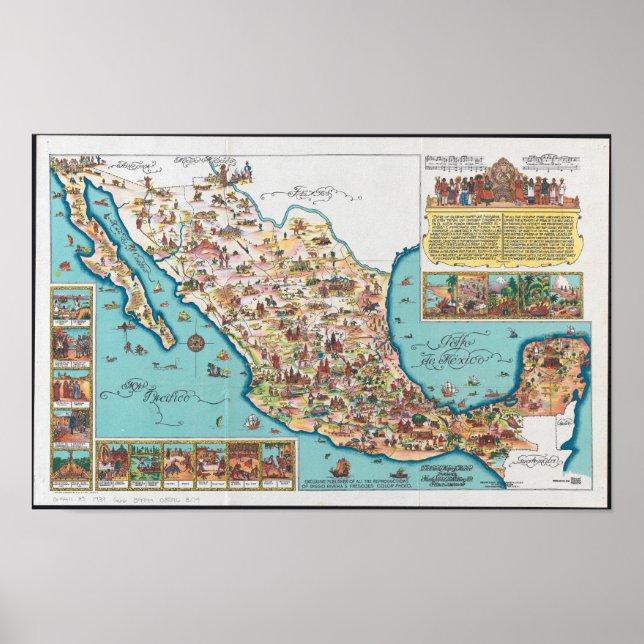 Pictorial Map of Mexico Poster (Front)