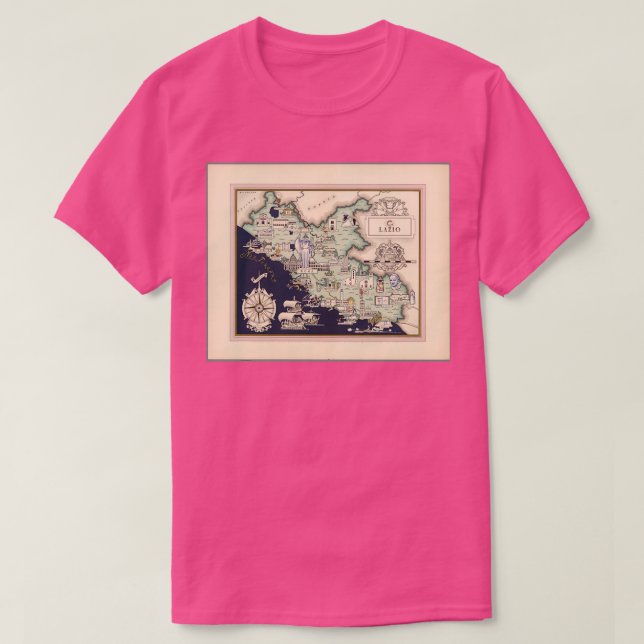Pictural Map of Lazio Italy Colourful small map wi T-Shirt (Design Front)