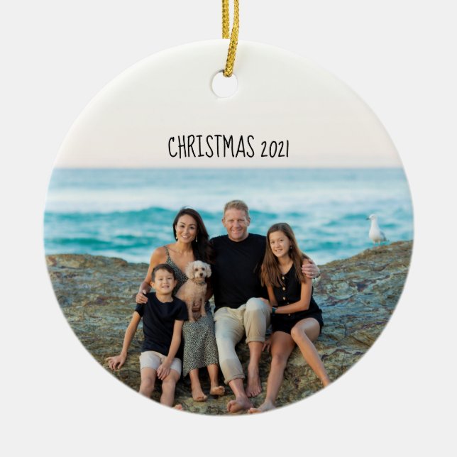 Picture Custom Text Personalised  Ceramic Tree Decoration (Front)
