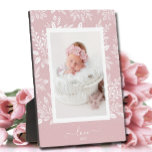 Picture Easel Pink Frameless Photo Holder Plaque<br><div class="desc">Tabletop plaque with a built-in easel features your favourite photo surrounded with a beautiful border of white foliage, dots and berries on a pale pink background. CHANGE the background colour to MATCH your photo. CHANGE the LOVE text to anything - TIP: put your text between the two squares to retain...</div>