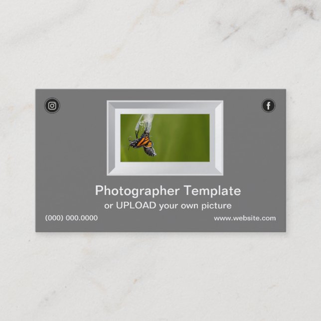 Picture Frame Monarch Butterfly Photographer Business Card (Front)