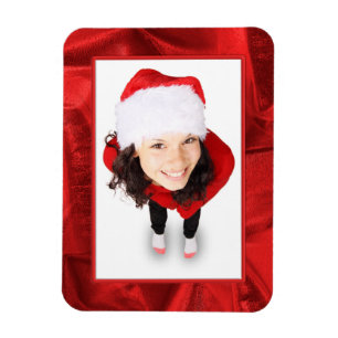 Picture Frame - Red Metallic Crumpled Fabric Photo Magnet