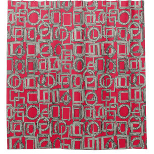 picture frames aplenty bone red shower curtain