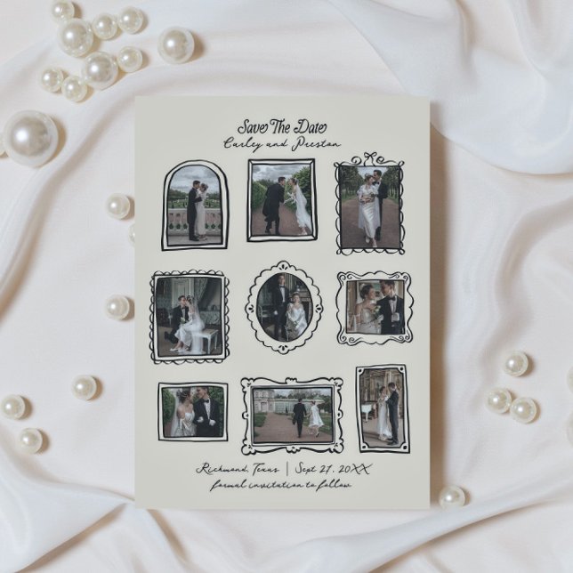 Picture Frames Hand Drawn Save The Date Card (Creator Uploaded)