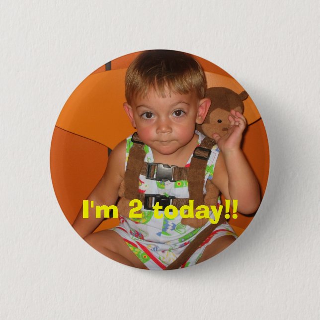 Picture, I'm 2 today!! 6 Cm Round Badge (Front)