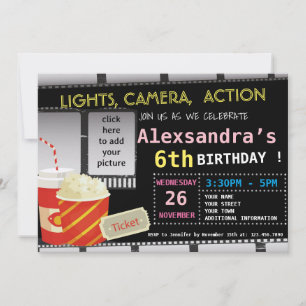 PICTURE MOVIE BIRTHDAY PARTY INVITATION