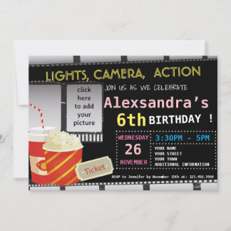 PICTURE MOVIE BIRTHDAY PARTY INVITATION