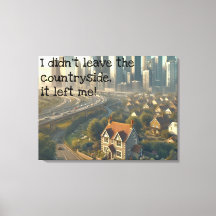 Picture of a cute cottage with a city nearby