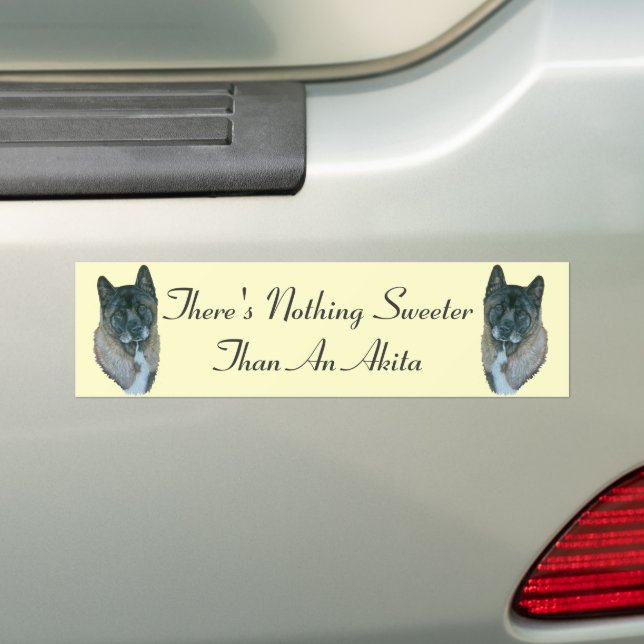 picture of black faced Japanese akita dog slogan Bumper Sticker (On Car)