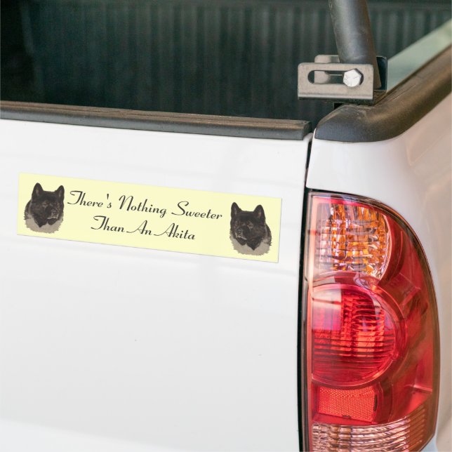 picture of black headed akita dog slogan bumper sticker (On Truck)