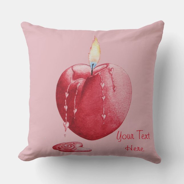 picture of burning red heart shaped candle cushion (Front)