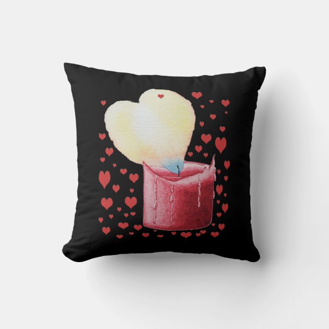 picture of candle with flame shaped like a heart cushion (Front)