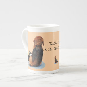 picture of cute beagle puppy cuddling mum dog bone china mug