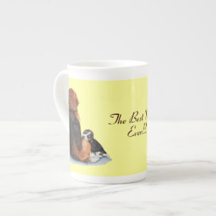 picture of cute beagle puppy cuddling mum dog bone china mug