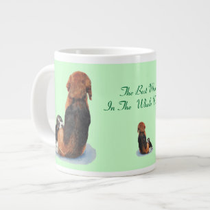 picture of cute beagle puppy cuddling mum dog large coffee mug