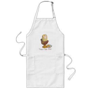 picture of dippy egg in chicken shaped egg cup fun long apron