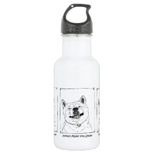 picture of funny cute akita smiling dog 532 ml water bottle