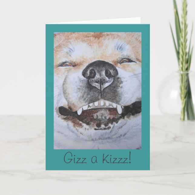 picture of funny cute akita smiling dog card (Front)